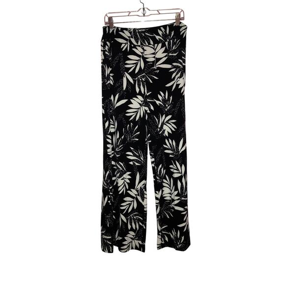 NWT Arna York tropical palm tree leaves black and white beachy pants size 14/16 - Picture 1 of 8